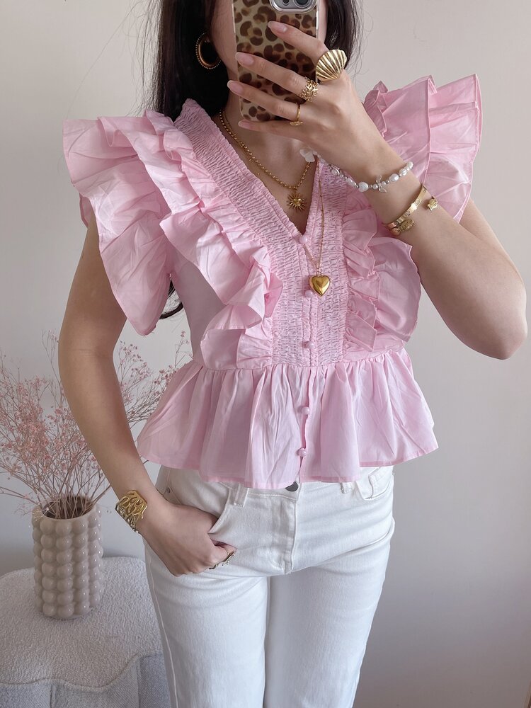Emilia Ruffle Top / Light Pink