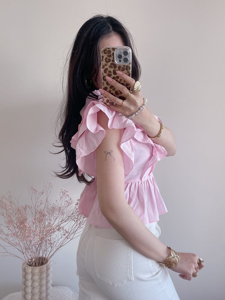 Emilia Ruffle Top / Light Pink