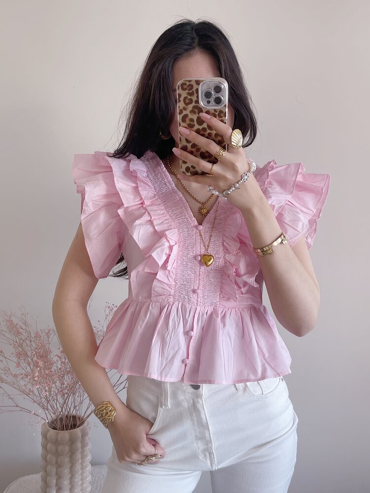 Emilia Ruffle Top / Light Pink