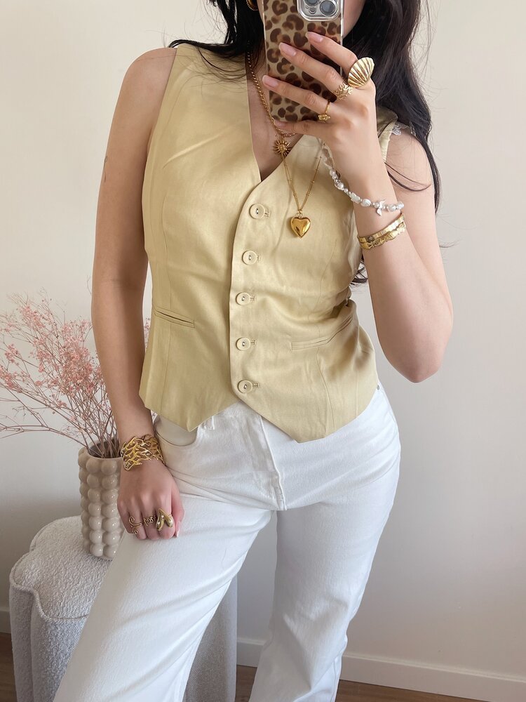 Sanya Button Waistcoat / Butter Yellow