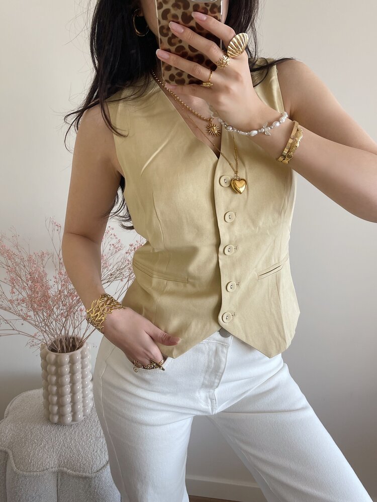Sanya Button Waistcoat / Butter Yellow