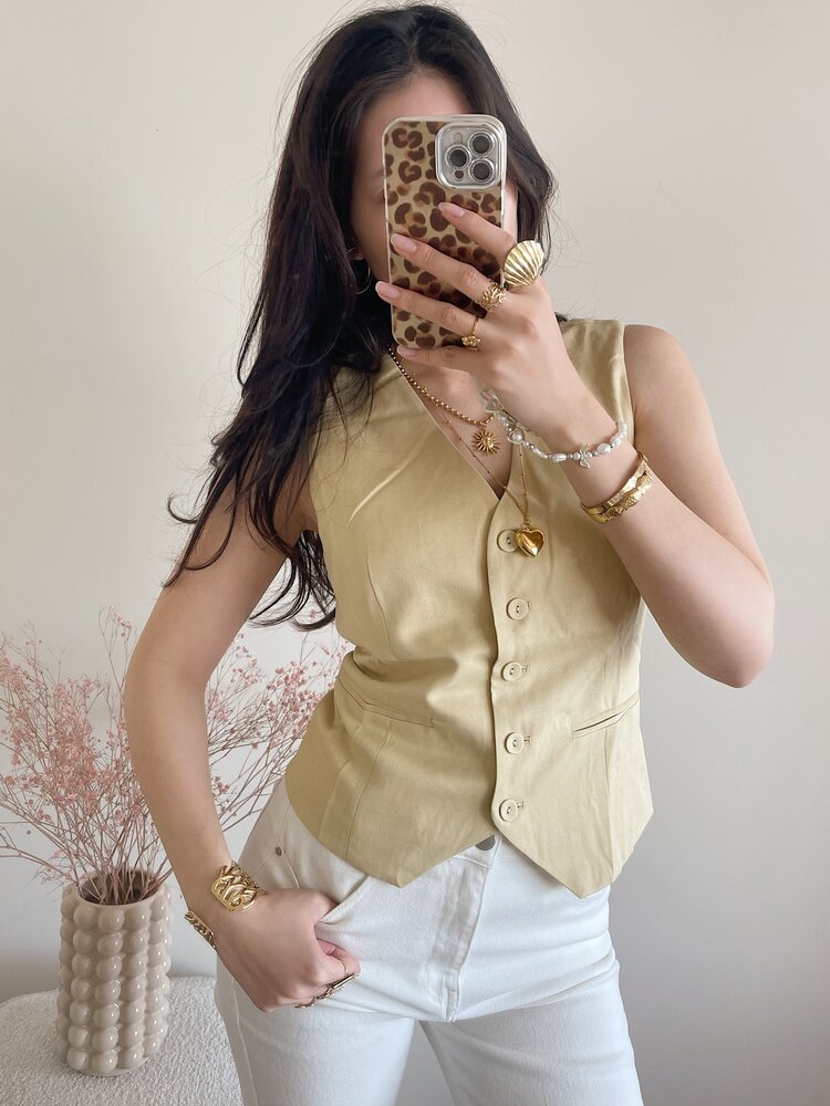 Sanya Button Waistcoat / Butter Yellow