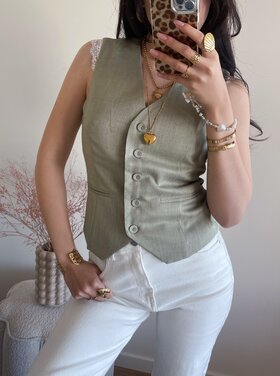 Sanya Button Waistcoat / Army Green