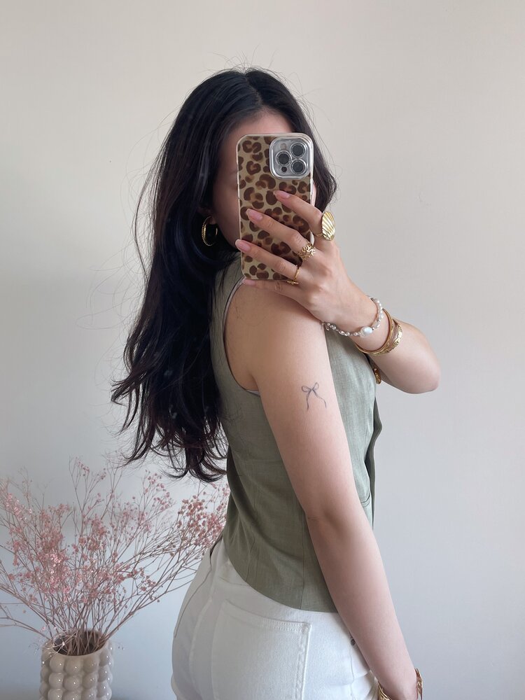 Sanya Button Waistcoat / Army Green