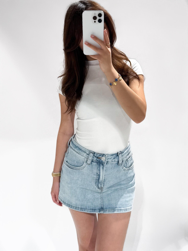 Holly Denim Mini Skort / Light Blue