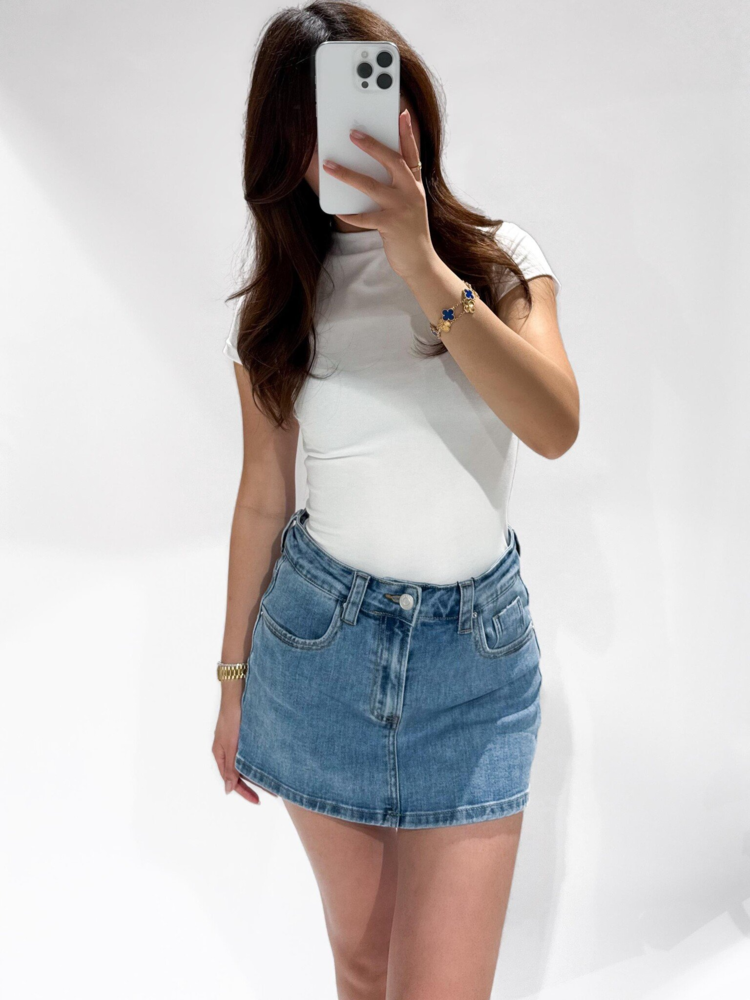 Holly Denim Mini Skort / Medium Blue