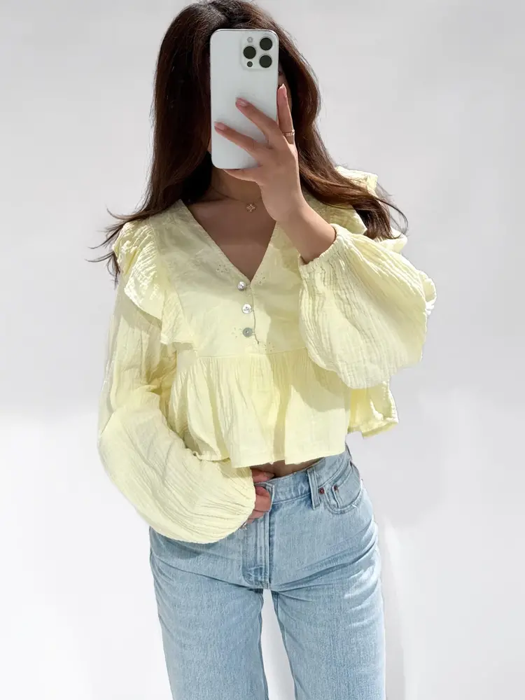 Millane Embroidered Blouse / Light Yellow