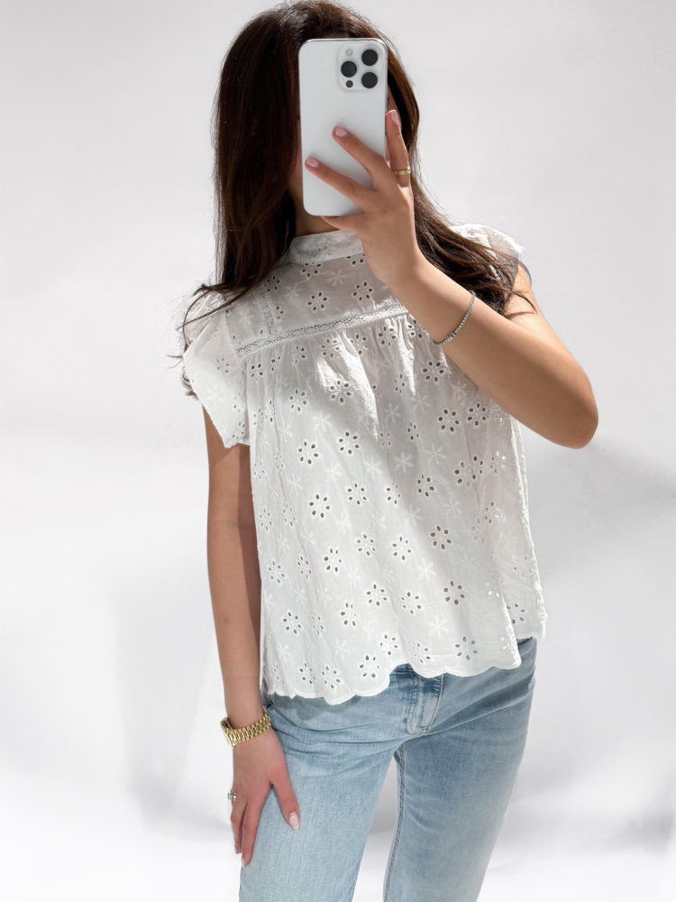 Alena Embroidered Top / White