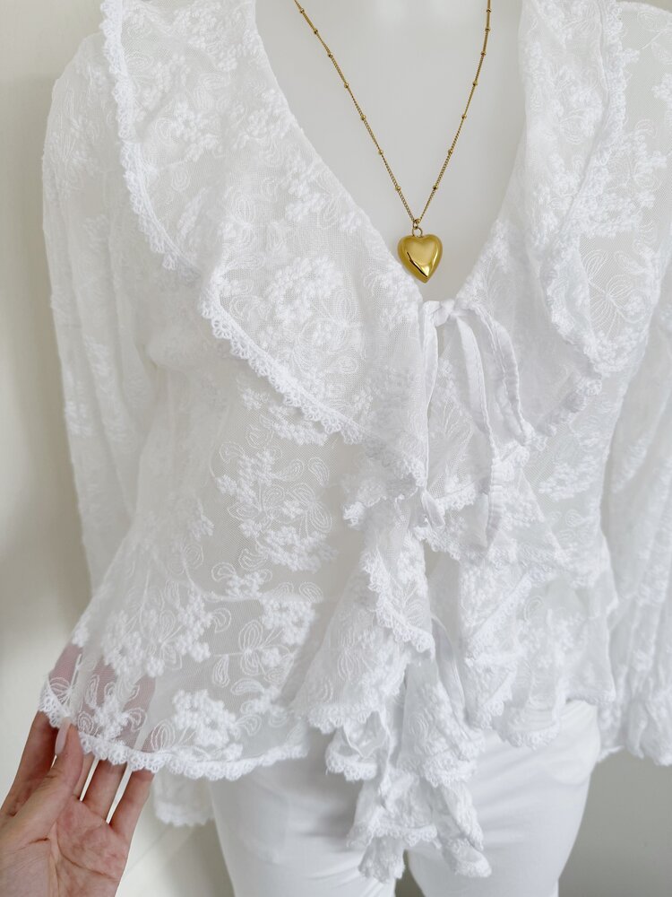 Kylee Lace Cardigan / White
