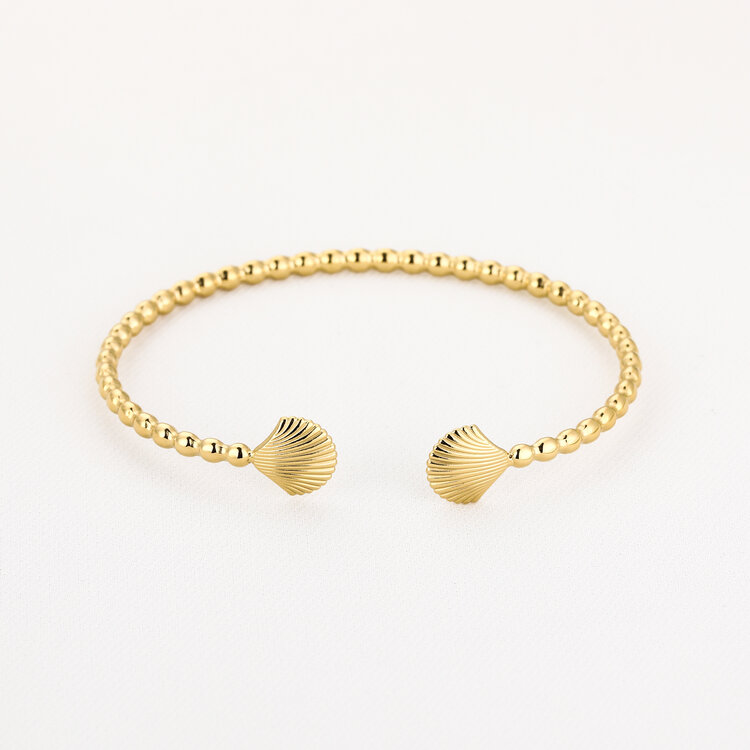 Gold Shell Dots Bangle Bracelet