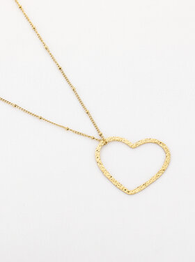 Gold Open Heart Long Dots Necklace