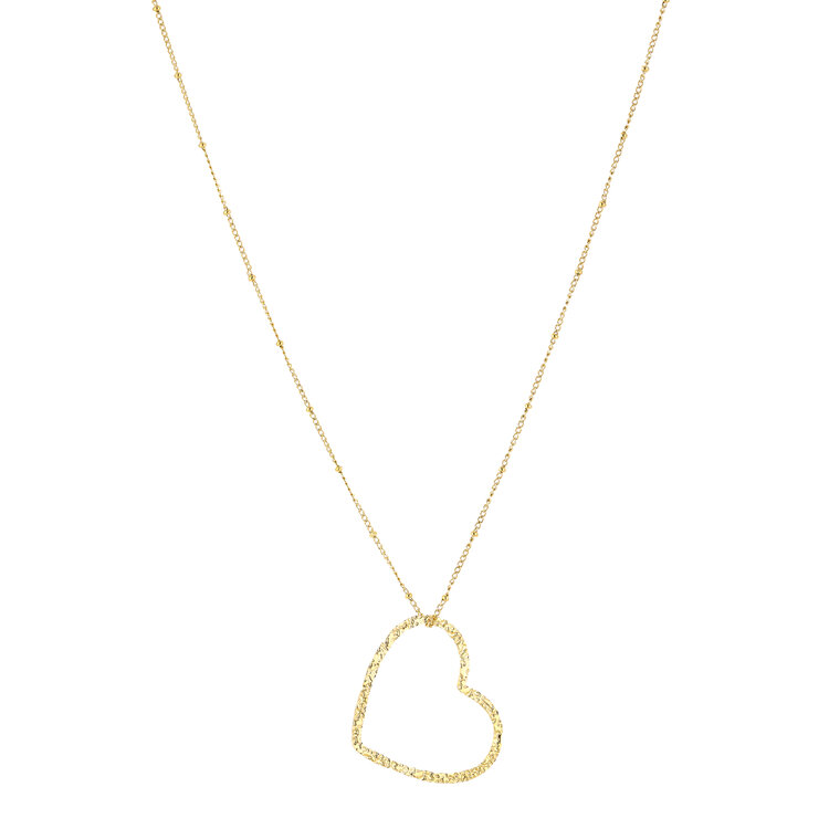 Gold Open Heart Long Dots Necklace