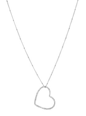 Silver Open Heart Long Dots Necklace