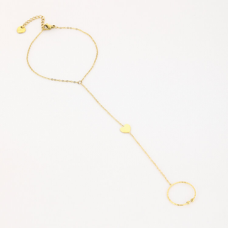 Gold Heart Hand Chain Bracelet