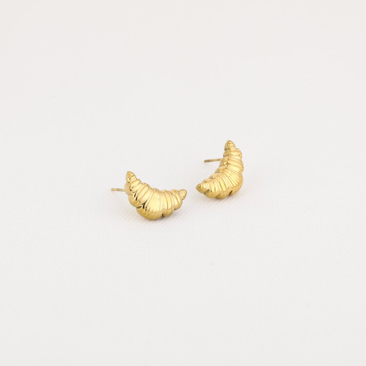 Gold Croissant Stud Earrings