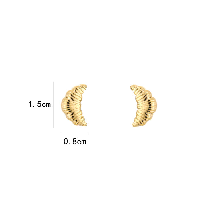 Gold Croissant Stud Earrings