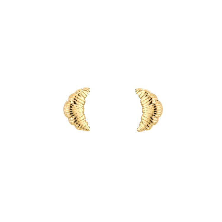 Gold Croissant Stud Earrings