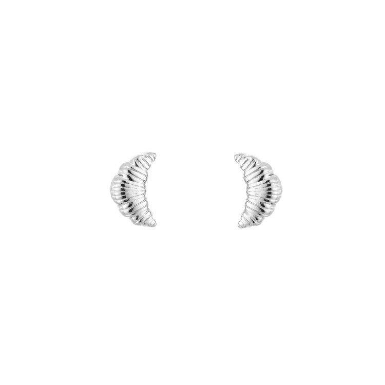 Silver Croissant Stud Earrings
