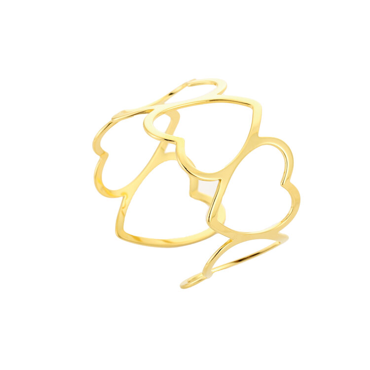 Gold Heart To Heart Bangle Bracelet