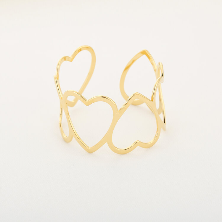 Gold Heart To Heart Bangle Bracelet