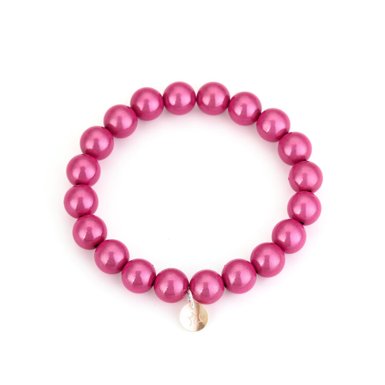 Small Magic Bead Shimmer Bracelet / Fuchsia
