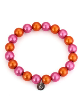 Small Magic Bead Shimmer Bracelet / Fuchsia & Orange