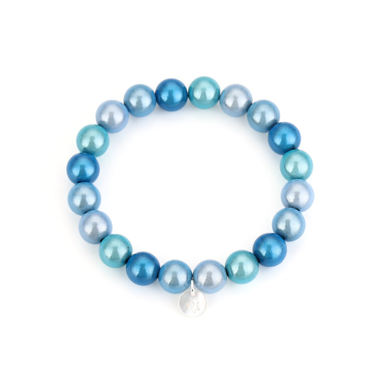 Small Magic Bead Shimmer Bracelet / Blue Mix