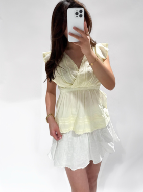 Mariela Embroidered Top / Light Yellow