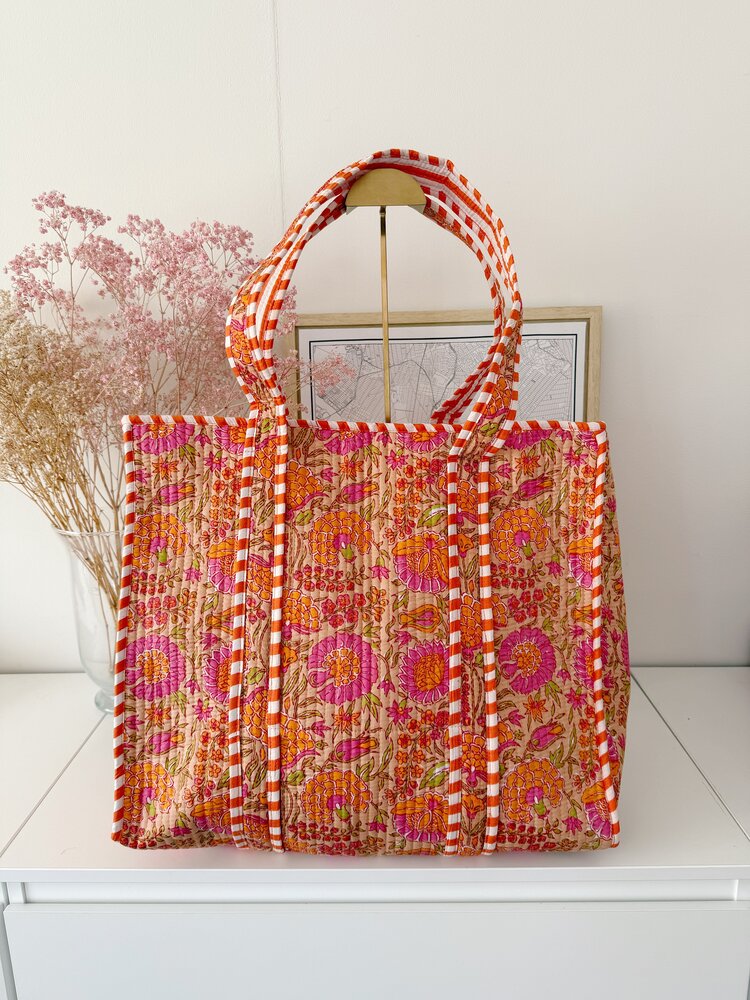 Macie Flower Shopper Bag / Orange