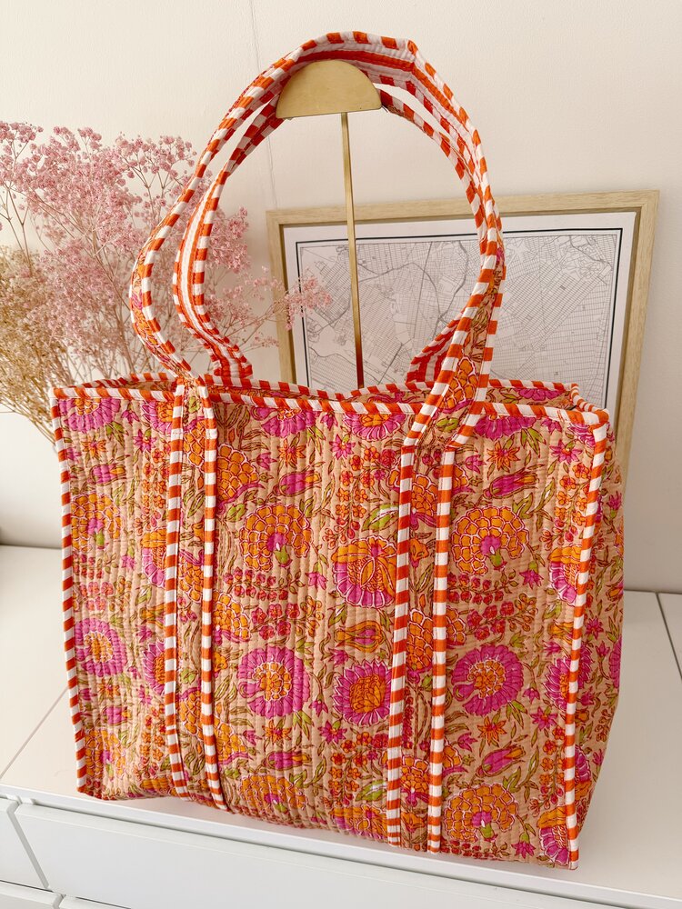 Macie Flower Shopper Bag / Orange