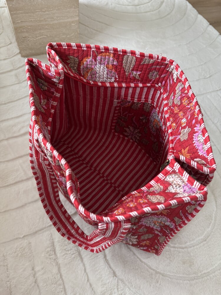 Macie Flower Shopper Bag / Red & Pink