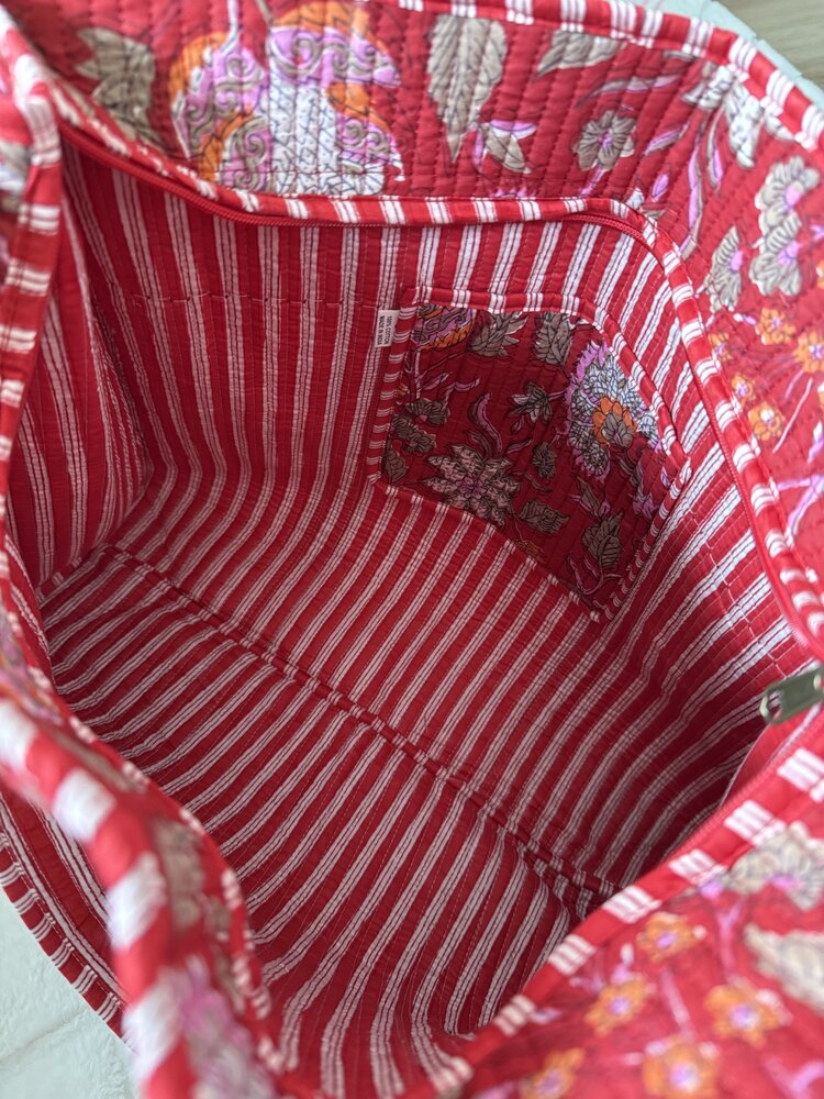 Macie Flower Shopper Bag / Red & Pink