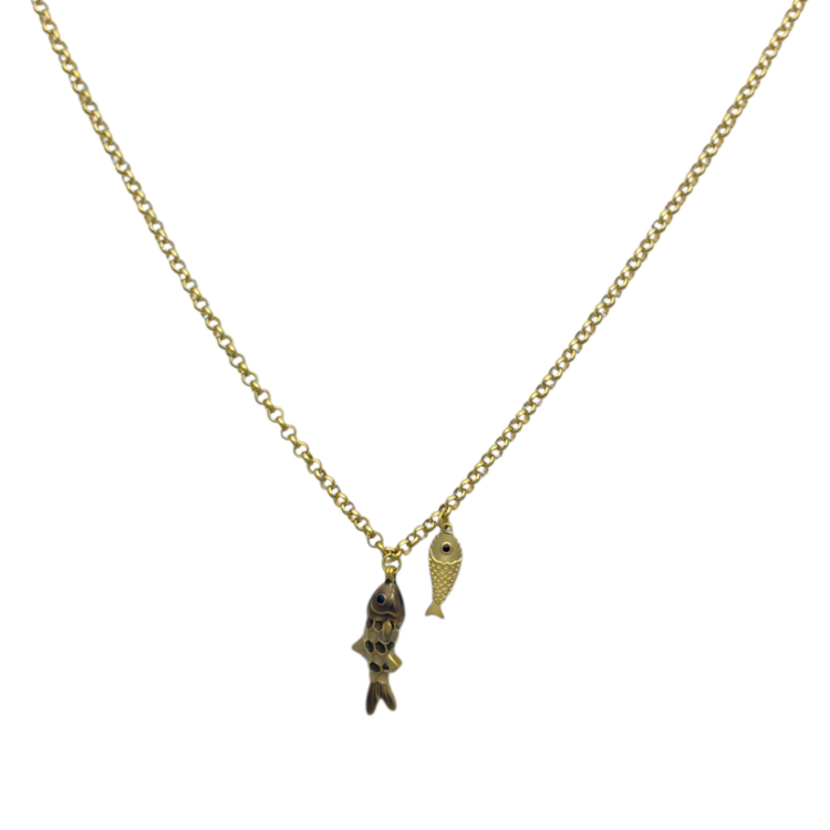 Gold Double Fish Necklace