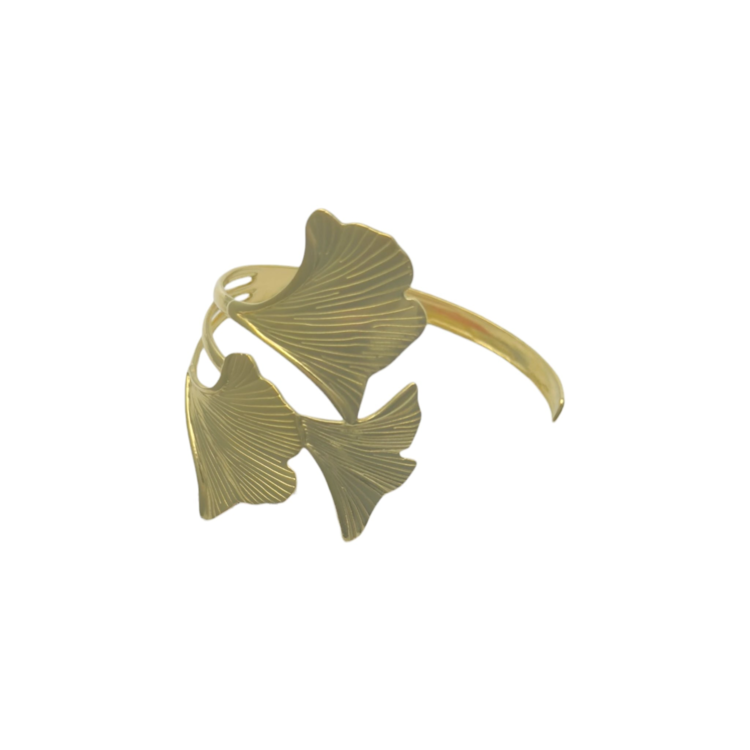 Gold Single Gingko Bangle Bracelet