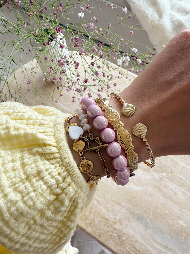 Small Magic Bead Shimmer Bracelet / Light Pink