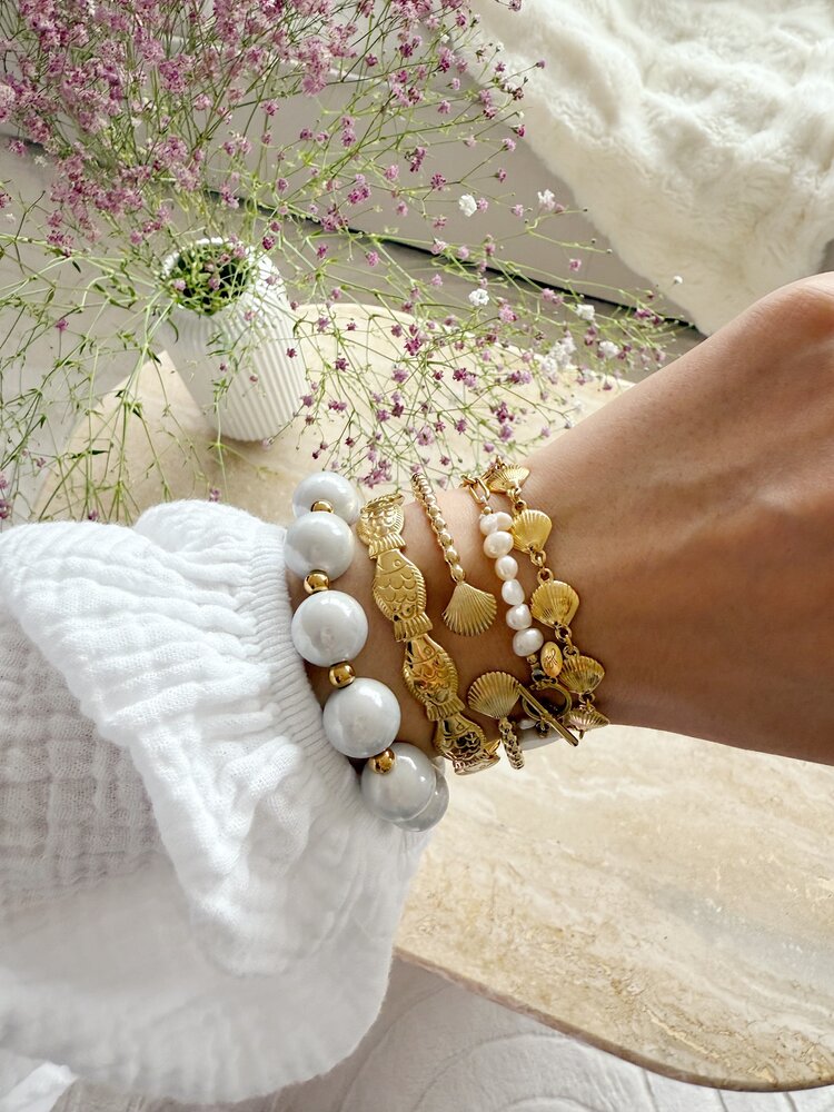 Big Magic Bead Shimmer Bracelet / White
