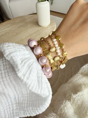 Big Magic Bead Shimmer Bracelet / Light Pink