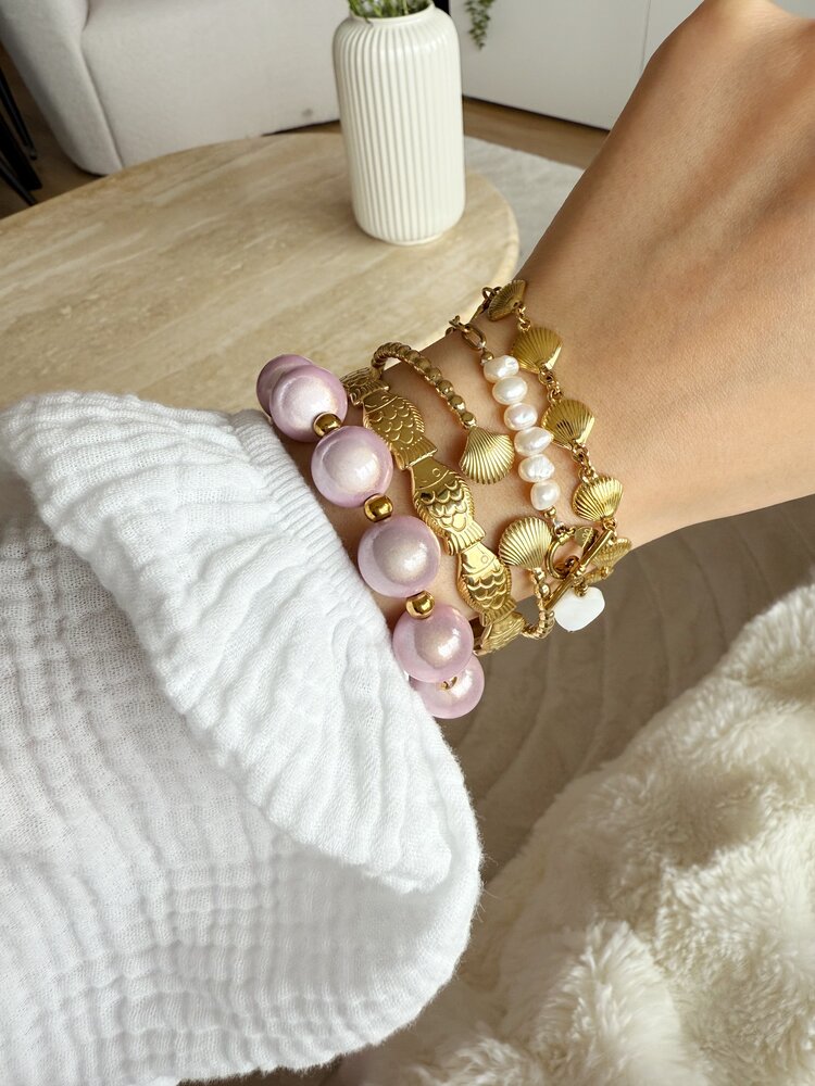Big Magic Bead Shimmer Bracelet / Light Pink