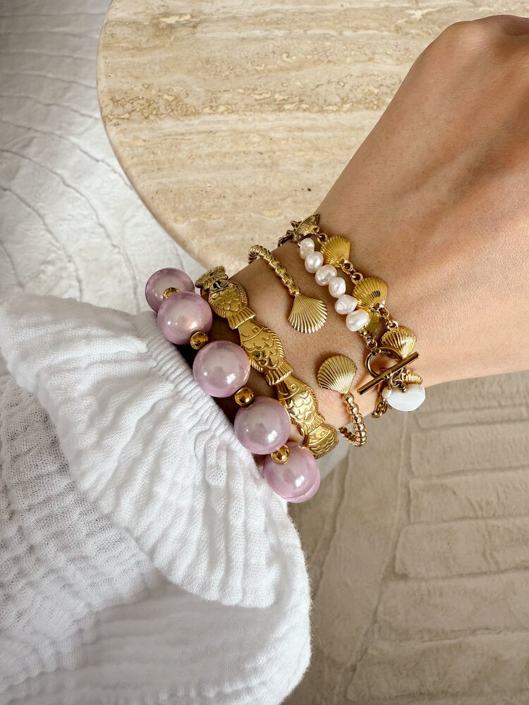 Big Magic Bead Shimmer Bracelet / Light Pink
