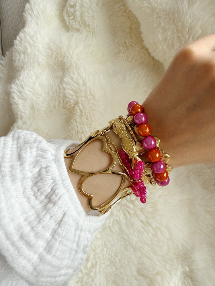 Gold Heart To Heart Bangle Bracelet