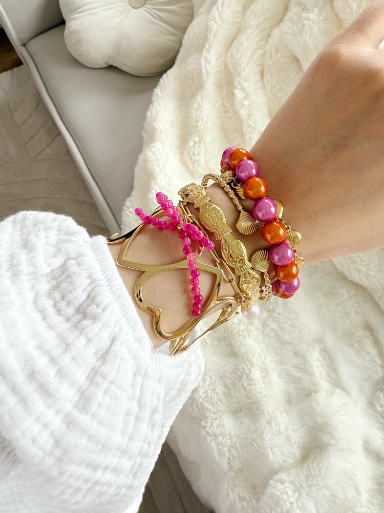 Gold Heart To Heart Bangle Bracelet