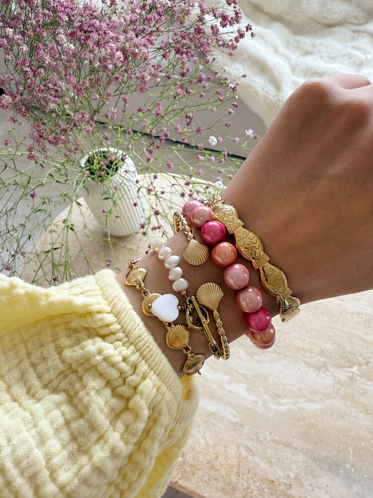 Gold Shell Dots Bangle Bracelet