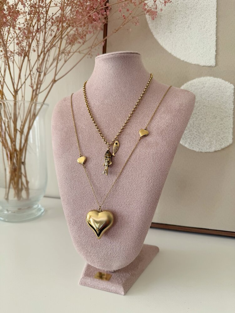 Gold Double Fish Necklace