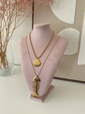 Gold Ball Chain Necklace / Shell