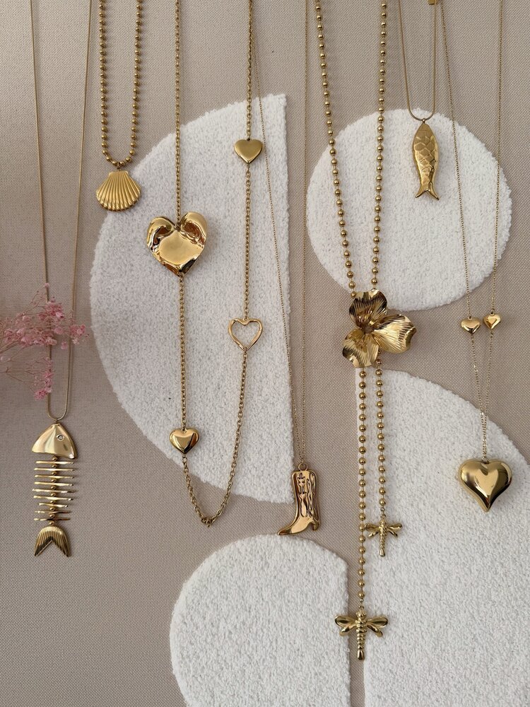 Gold Ball Chain Necklace / Shell