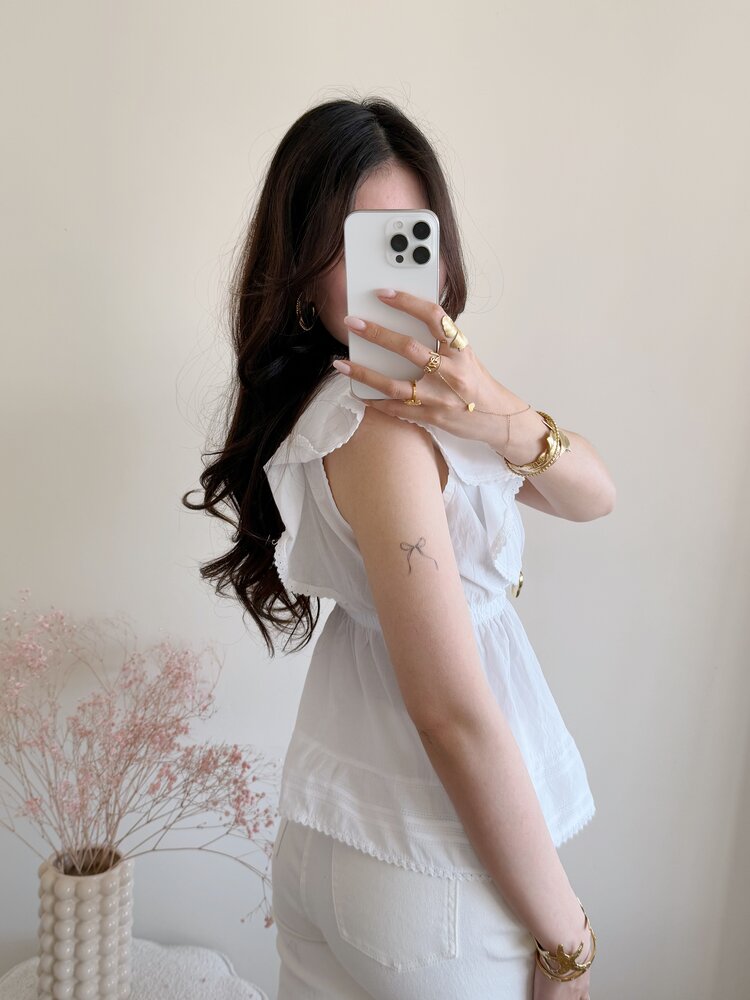 Mariela Embroidered Top / White