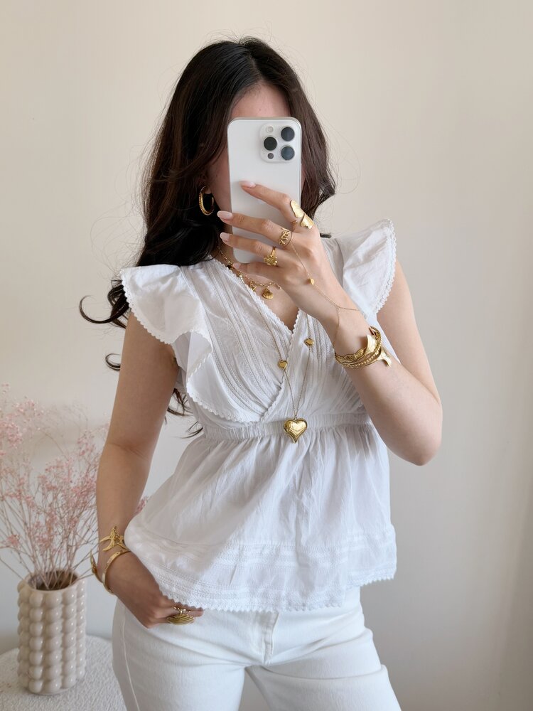 Mariela Embroidered Top / White