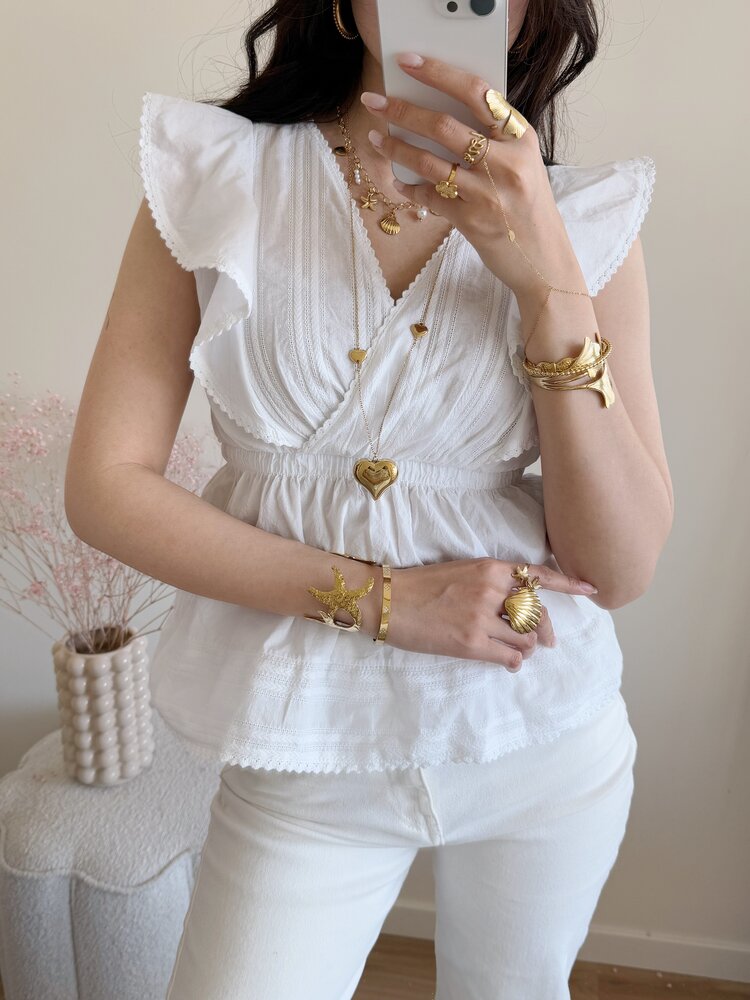 Mariela Embroidered Top / White