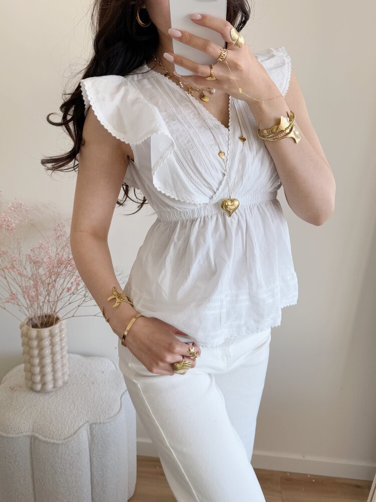 Mariela Embroidered Top / White