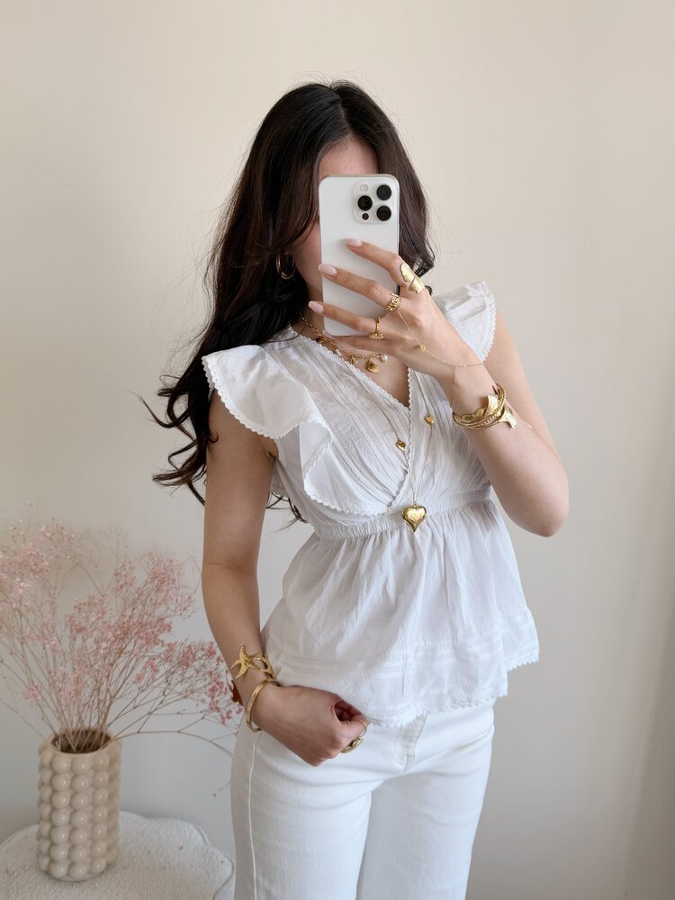 Mariela Embroidered Top / White
